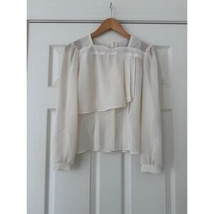 Vintage Ivory Cream Haberdasher 70s Blouse size small Cottagecore